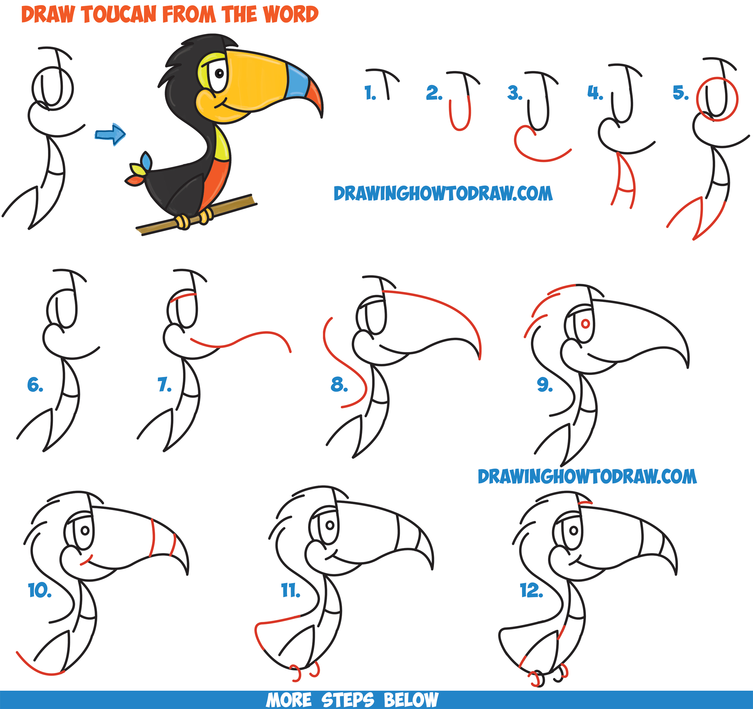 2500x2353 How To Draw Cartoon Toucans From The Word