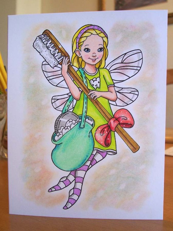 570x760 Tooth Fairy, Children Illustration, Blank Note Card, Hand Drawn