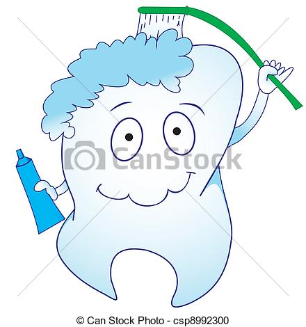 440x470 Tooth With Toothbrushnd Toothpaste. Illustration