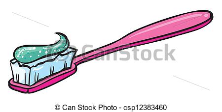 450x228 Illustration Of A Pink Toothbrush With A Toothpaste Clip Art