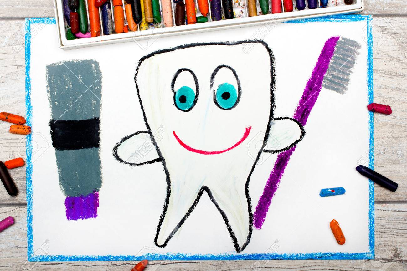 1300x866 Photo Of Colorful Drawing Smiling Healthy Tooth Holding