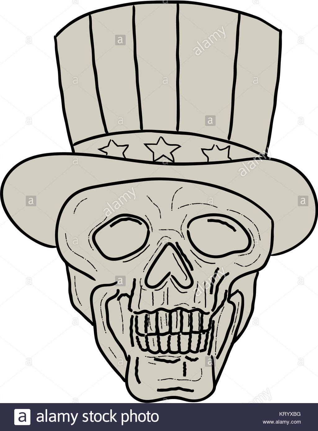 1025x1390 Uncle Sam Top Hat Skull Drawing Stock Photo, Royalty Free Image