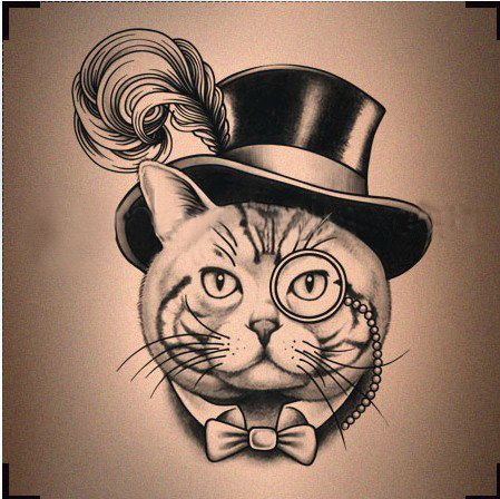 449x448 Cats In Top Hats Drawing