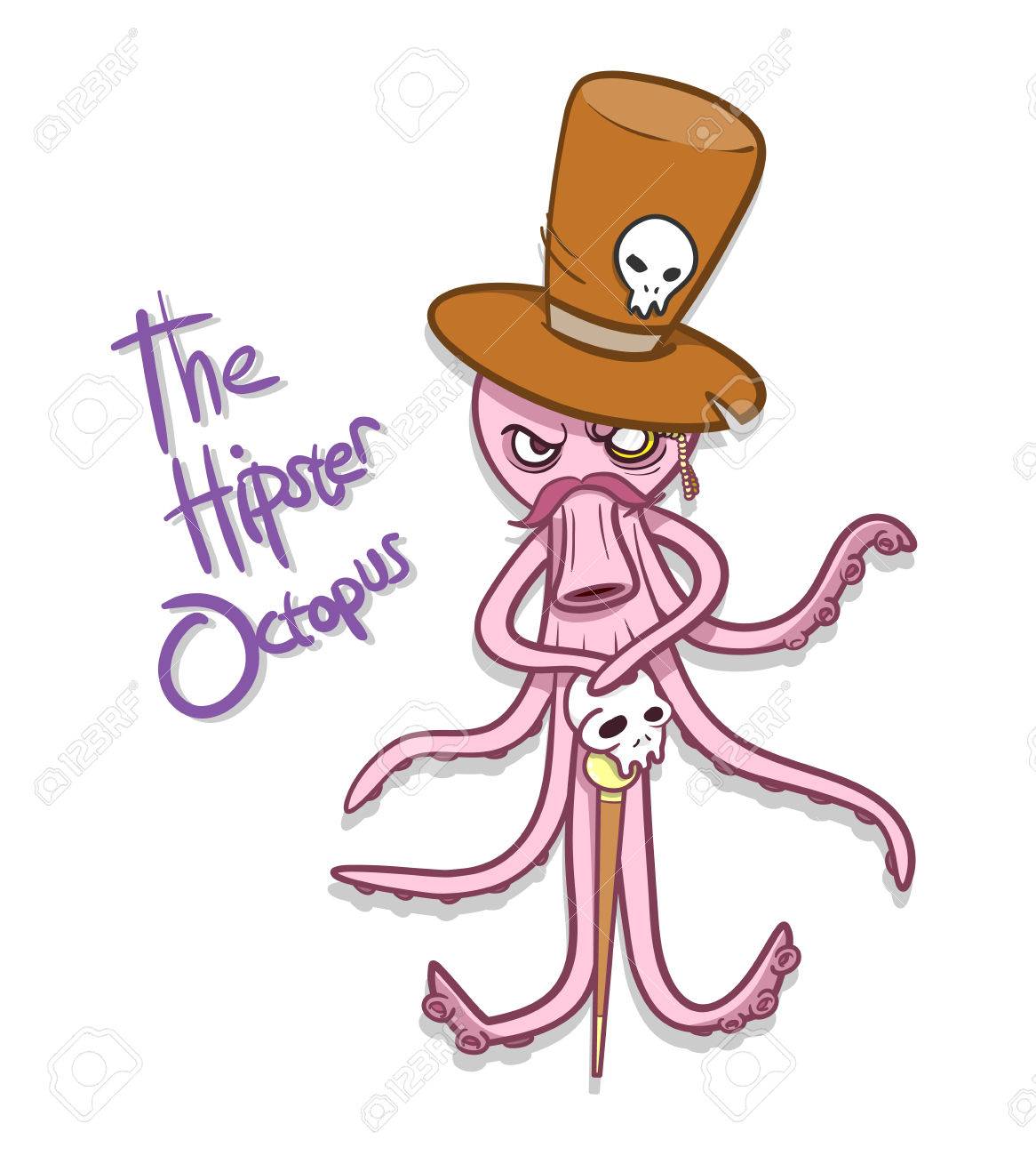 1166x1300 Hipster Octopus, A Hand Drawn Vector Illustration Of A Octopus