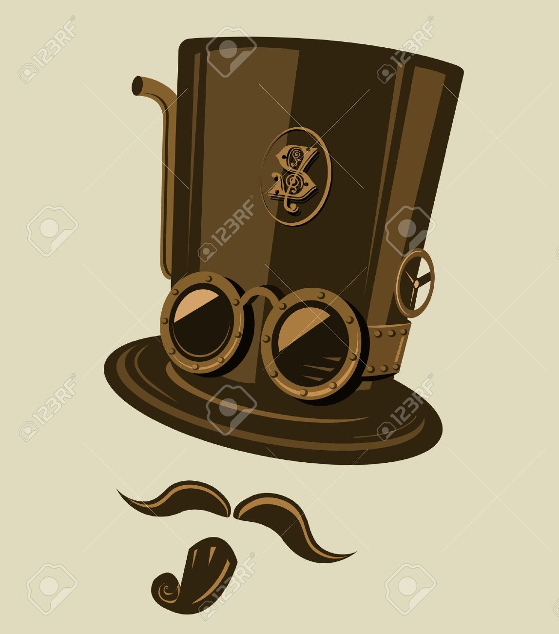 1147x1300 Steampunk Style Top Hat With Goggles And Other Retro Elements
