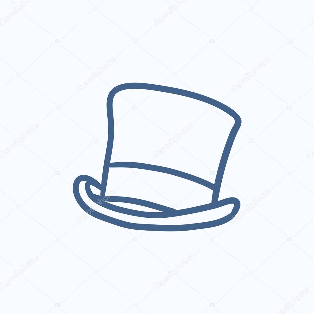 1024x1024 Top Hat Sketch Icon. Stock Vector Rastudio