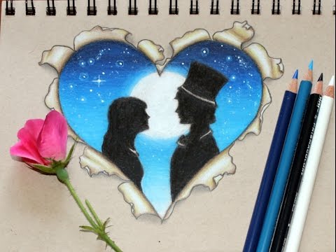 480x360 Ripped Paper Heart Drawing Tutorial Prismacolor Pencils