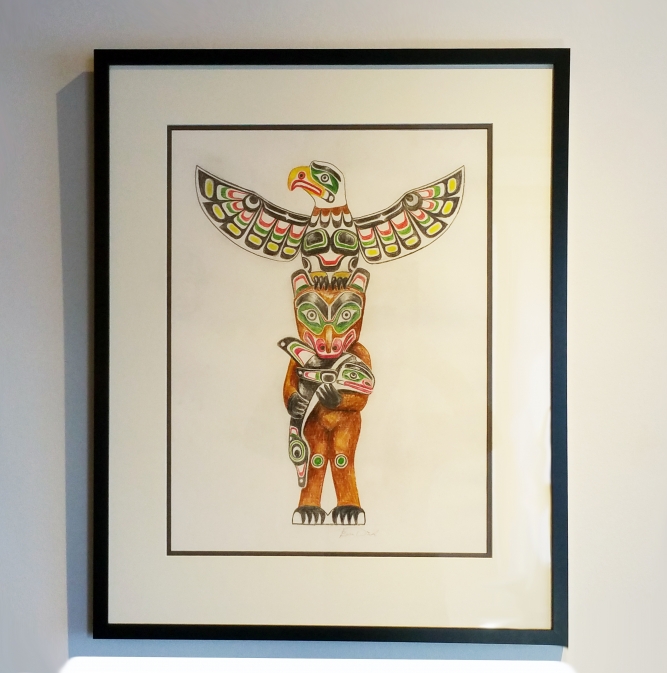 667x673 Totem Pole Drawing, Pencil Crayon On Paper, X $3,000 Cad