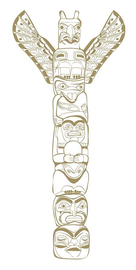 Totem Pole Drawing : Raven Totem Pole Art Print Alaskan Art Print ...