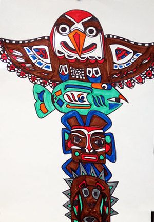 300x433 Mar 25 How To Draw A Totem Pole Totem Pole Art And Totems