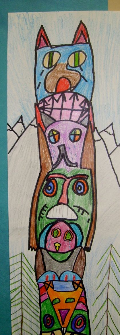 418x1167 Kid's Totem Pole Drawing I Like Totems Totems