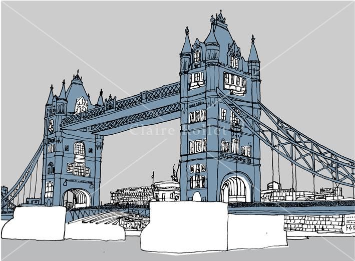 709x521 Tower Bridge Drawing