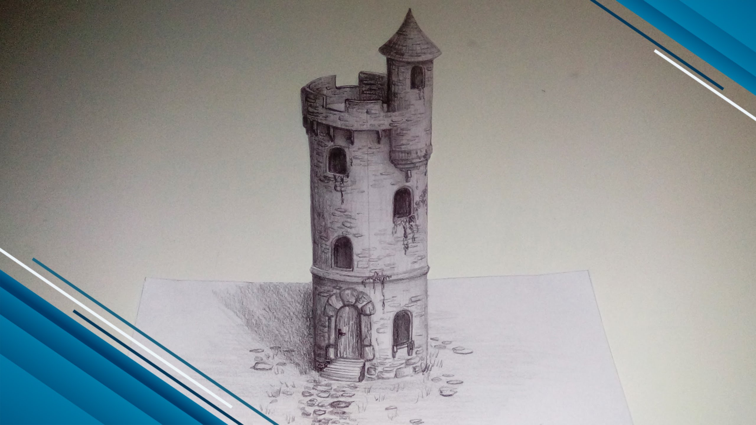 2560x1440 Drawing Medieval Tower