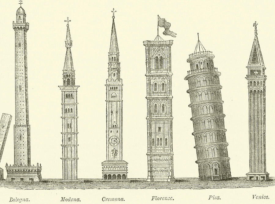 900x668 The Seven Great Towers Drawing By English School