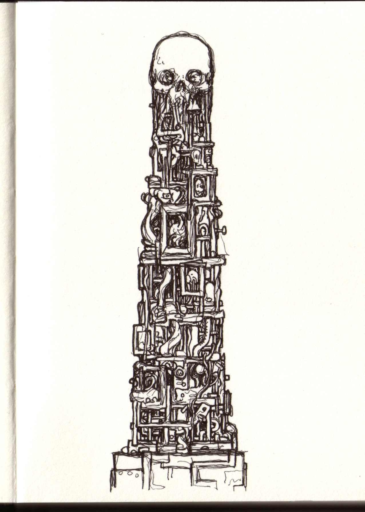 1276x1792 Untitled Drawing (Idea For First Skull Tower Sculpture)
