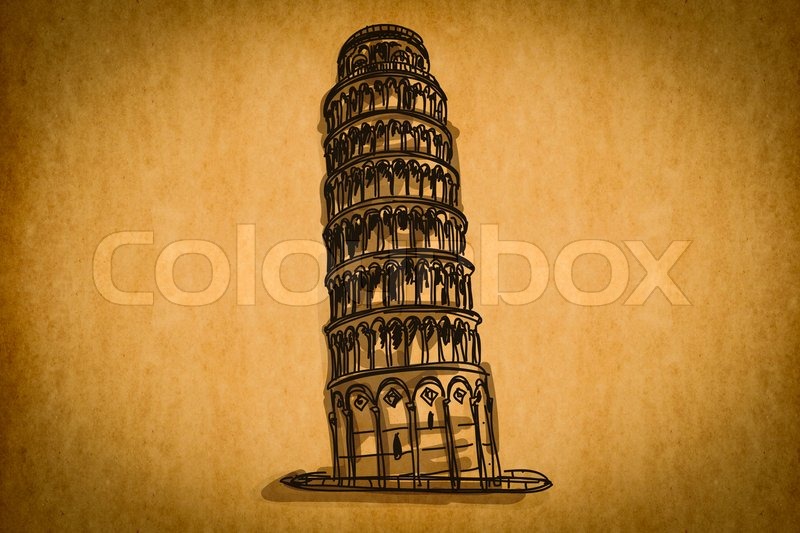 800x533 Free Hand Sketch Collection Pisa Tower, Italy On Old Paper
