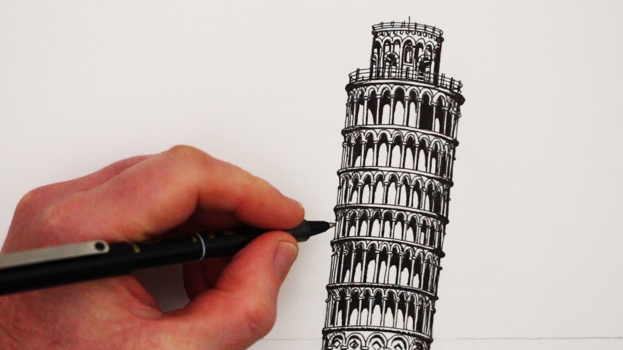 1280x720 How To Draw Famous Buildings The Leaning Tower Of Pisa