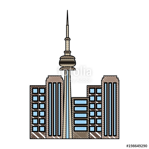500x500 Toronto Canada City Skyscrapers Towers Vector Illustration Drawing