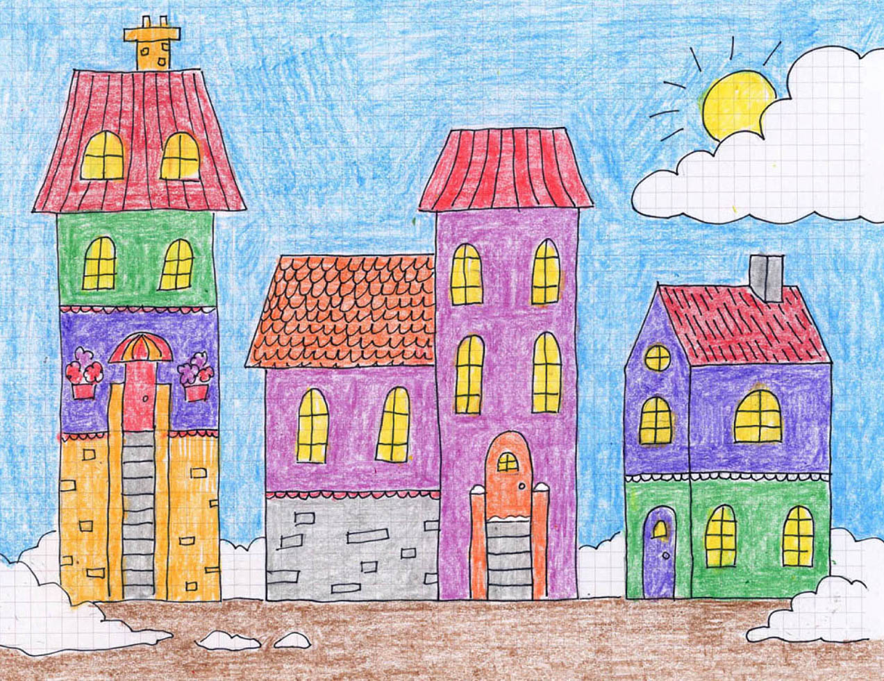 1273x981 Draw An Old Fashioned Town