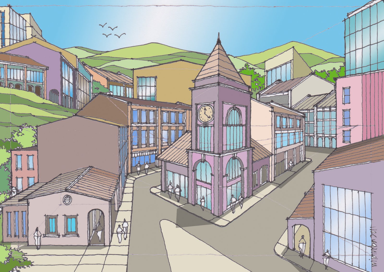 1600x1133 Drawing Techniques Zone Amp Architecture Info How To Draw A Town