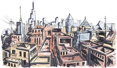 497x291 Vector Town Hand Draw Free Vector Download (92,873 Free Vector