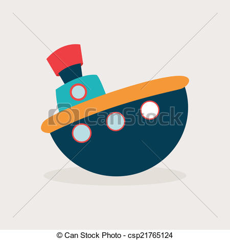 450x470 Toy Boat. Abstract Cute Toy On A White Background Vector