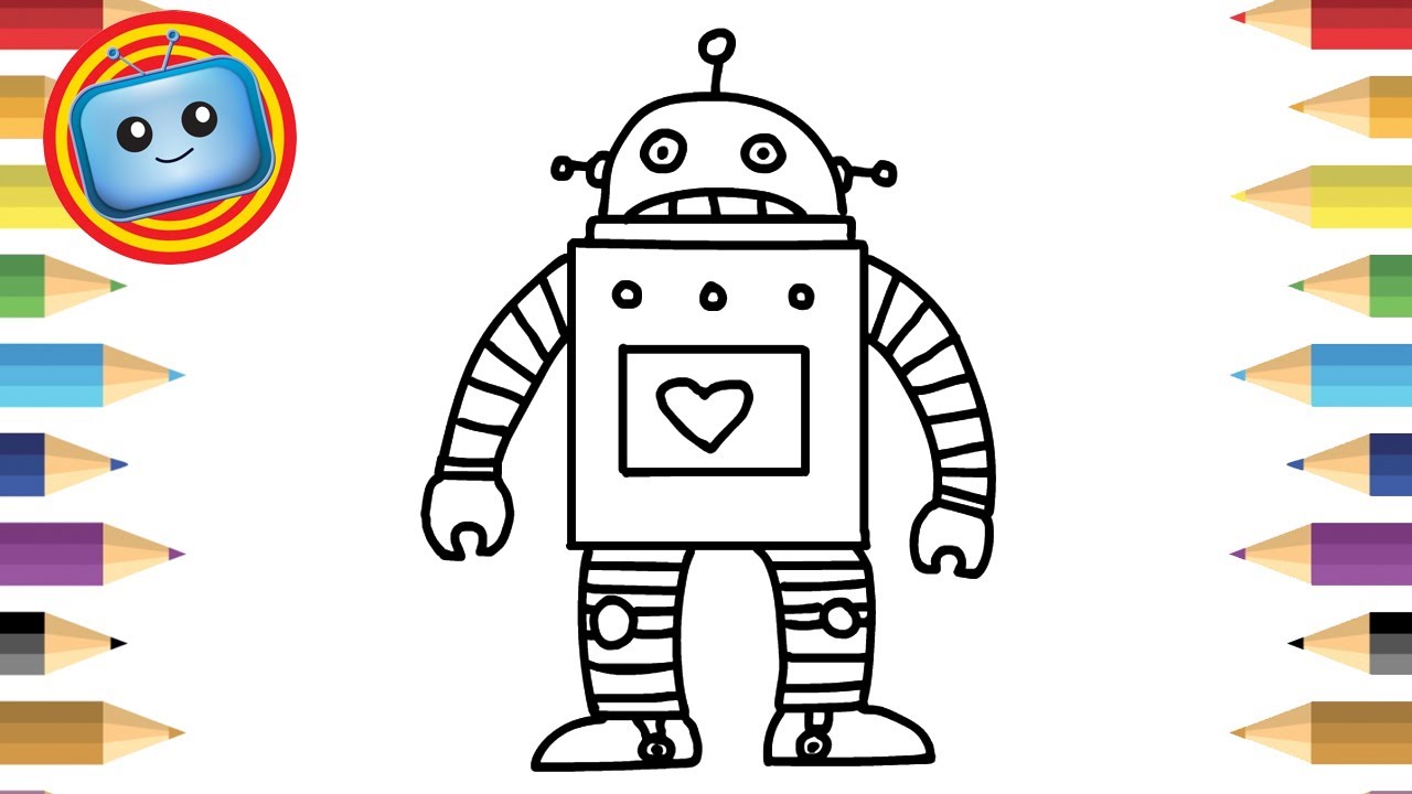 1280x720 How To Draw A Robot Toy Colouring Book Simple Drawing Game