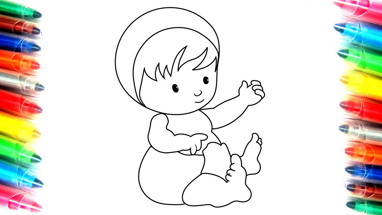 1280x720 Little Baby Doll Toy Drawing Pages With Colored Markers Learning