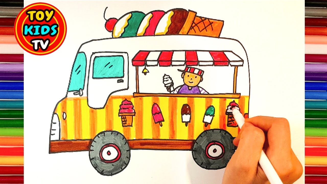 1280x720 How To Draw An Ice Cream Truck Toy Train Painting For Kids