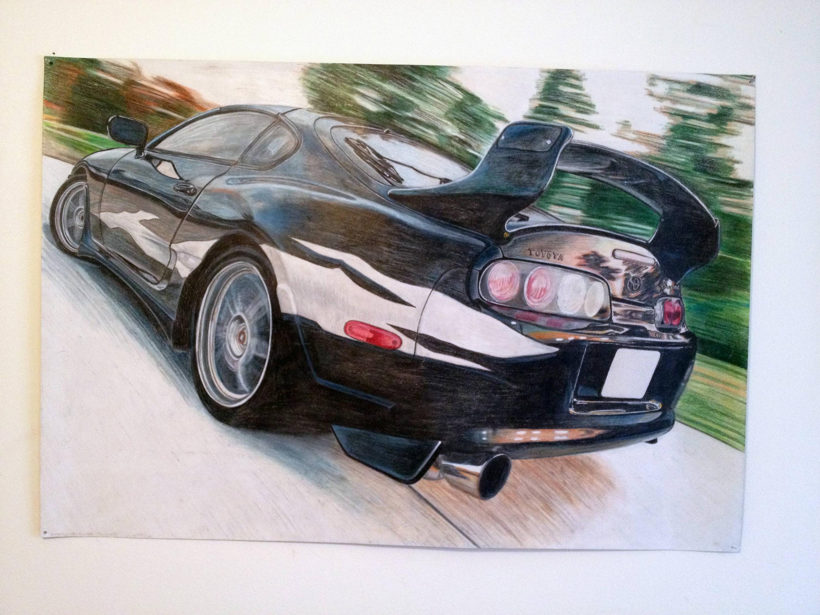 2676x2007 I Drew A Picture Of A Toyota Supra Using Colored Pencils.