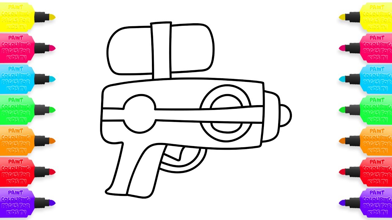 1280x720 How To Draw Water Gun, Coloring Book Toys For Kids Learning