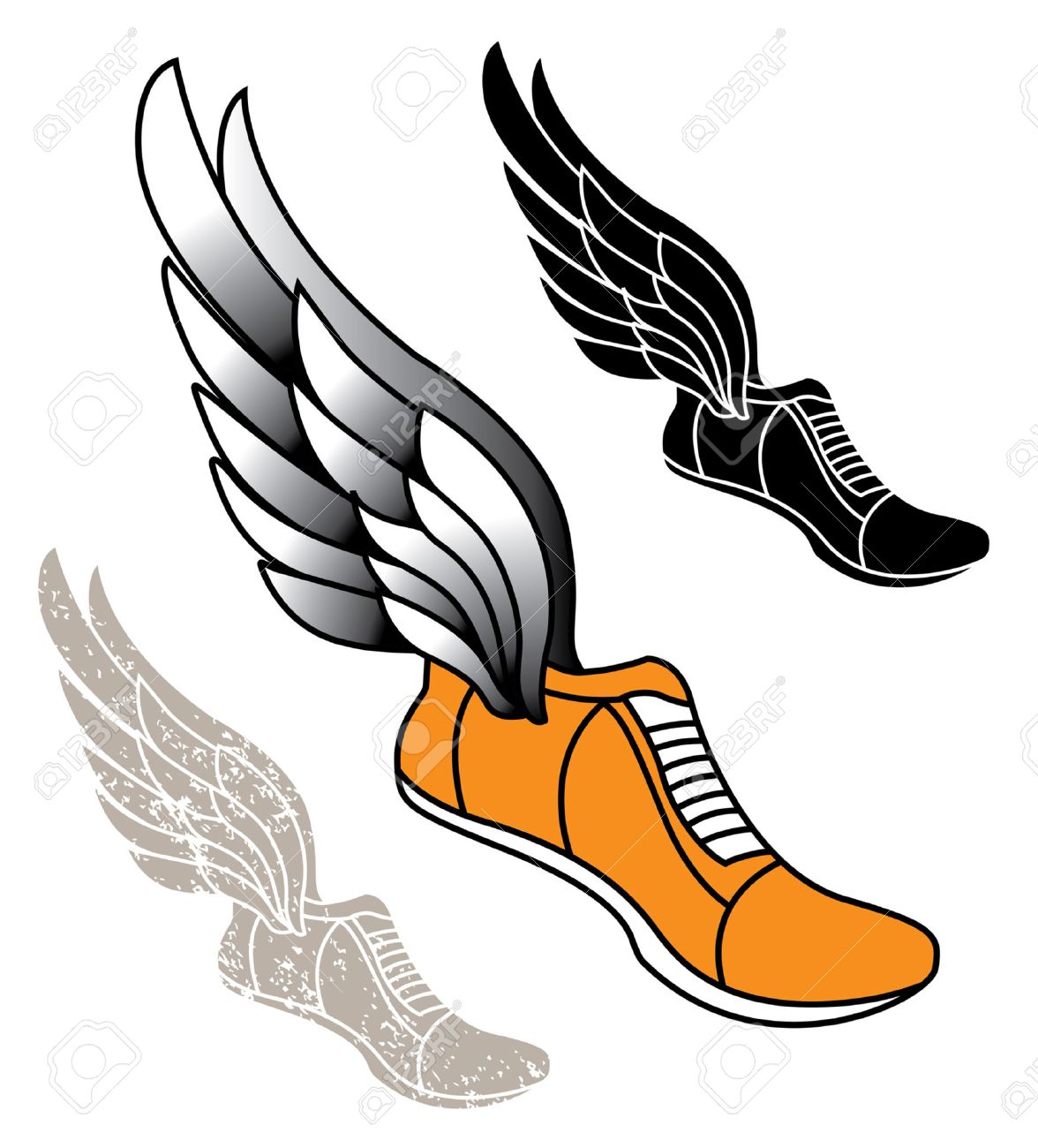 1176x1300 Track Athletic Sports Running Shoe Logo With Wings Royalty Free