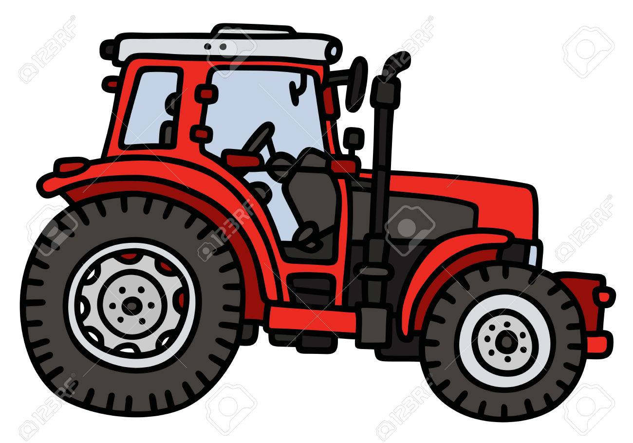 1300x910 Hand Drawing Of A Red Tractor