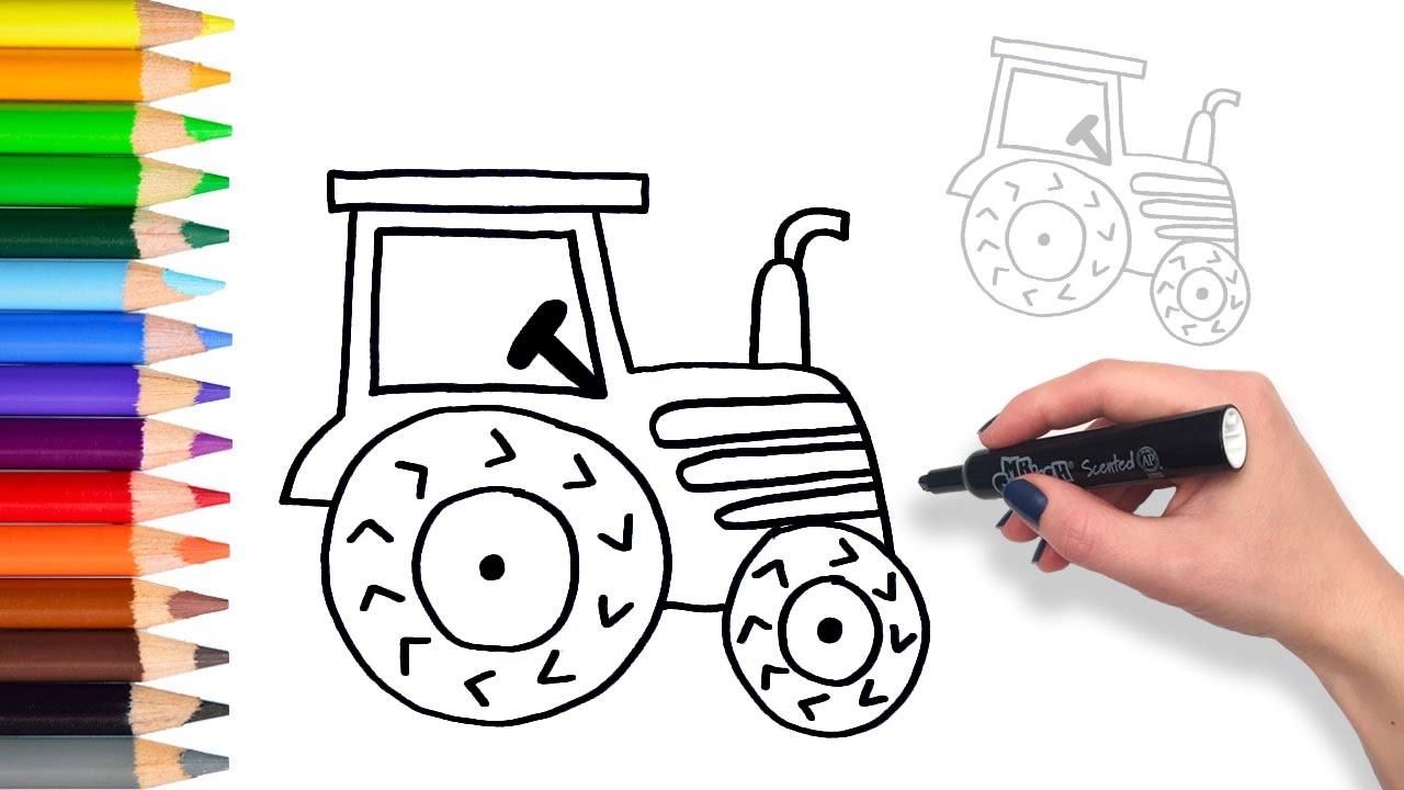 1280x720 Learn To Draw A Tractor Teach Drawing For Kids And Toddlers