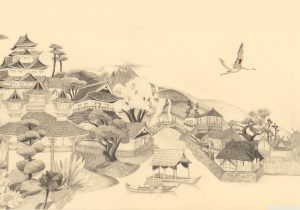 300x210 Japanese Landscape Drawing Traditional Japanese House