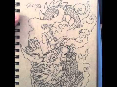 480x360 Japanese Traditional Dragon Drawing.
