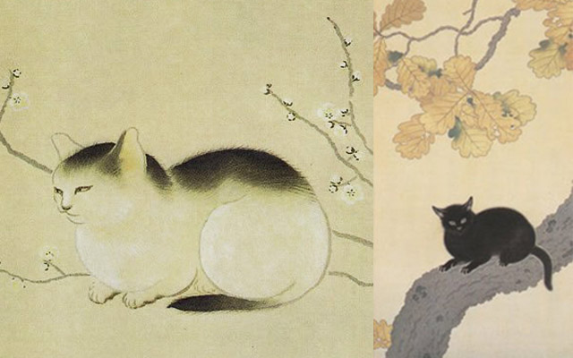 640x400 Meji Period Japanese Traditional Paintings Modernized By Many Cats