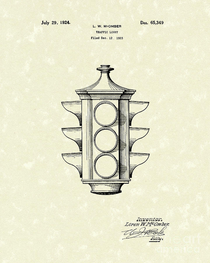 720x900 Traffic Light 1924 Patent Art Drawing By Prior Art Design