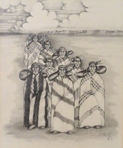248x300 Original Art 1987 Cherokee Trail Of Tears Pencil Drawing Titled