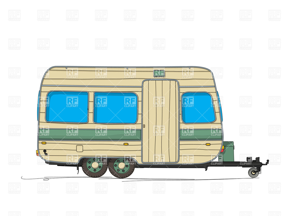 1200x900 Caravan (Trailer) Cartoon Drawing Royalty Free Vector Clip Art