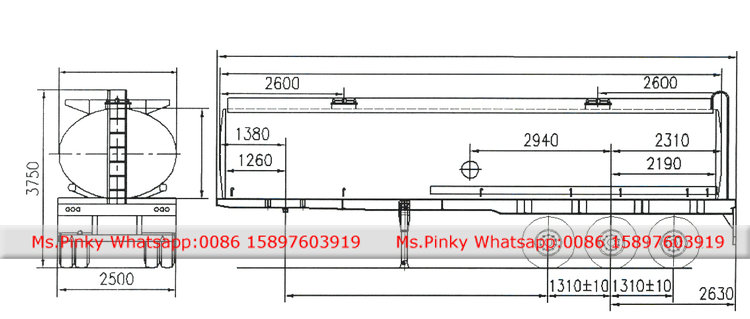 750x319 Stainless Steel Liquid Caustic Transportation Semitailer 37500l
