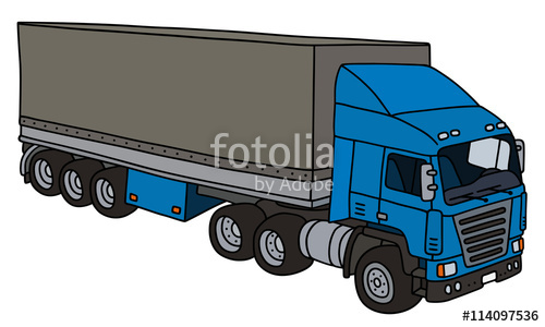 500x300 Semi Trailer Truck Hand Drawing, Vector Illustration Stock