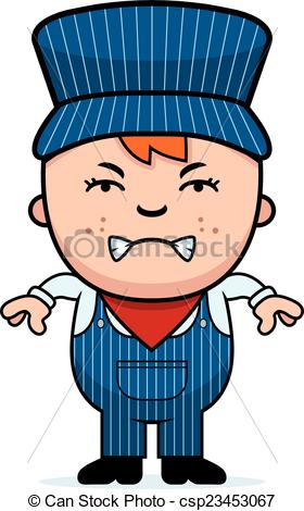 280x470 Angry Train Conductor. A Cartoon Illustration Of A Boy Train