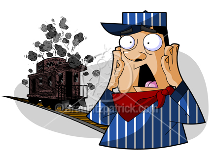 432x324 Stock Illustration Of A Cartoon Train, Conductor, Caboose