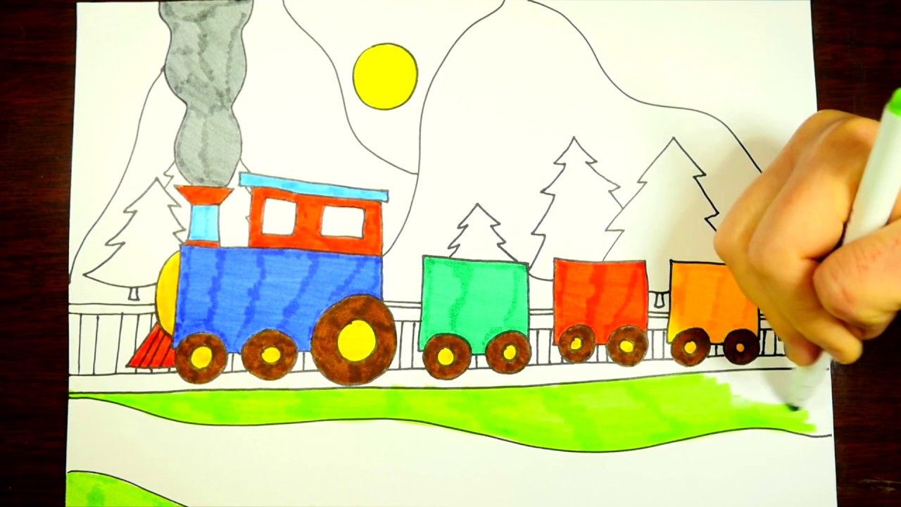 1280x720 How To Draw A Train, Step By Step, For Kids (Easy)