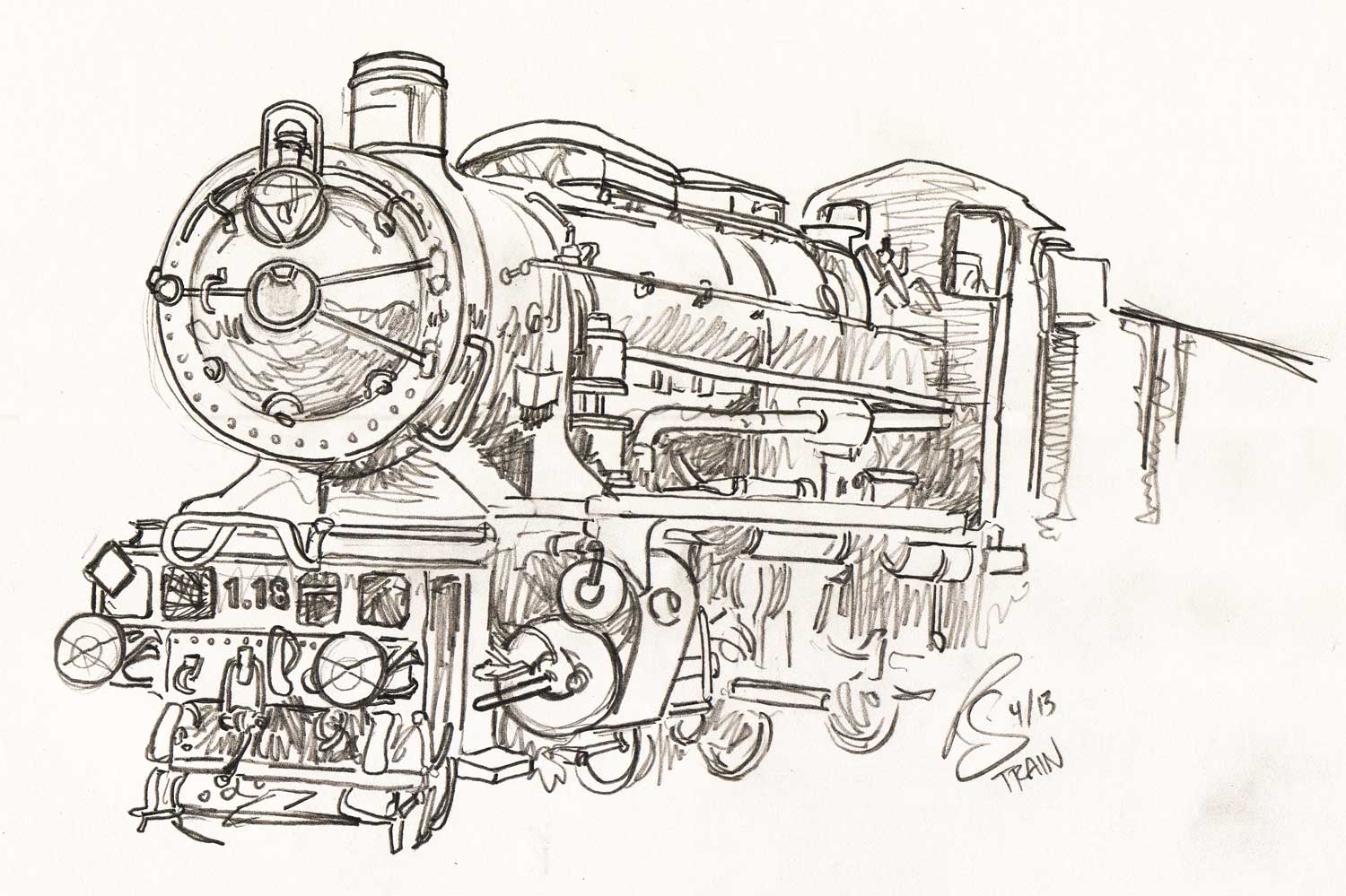 1500x999 Train Sketch Ron Schiding