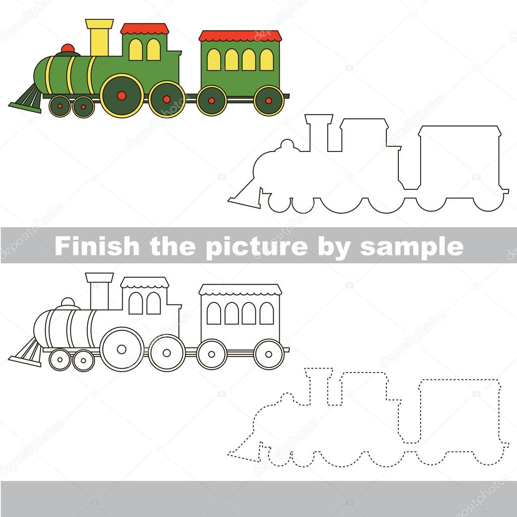 1024x1024 Train. Drawing Worksheet. Stock Vector Anna Mikhailova