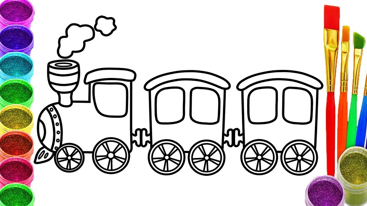 1280x720 How To Draw Train Coloring Pages Drawing For Children Learning