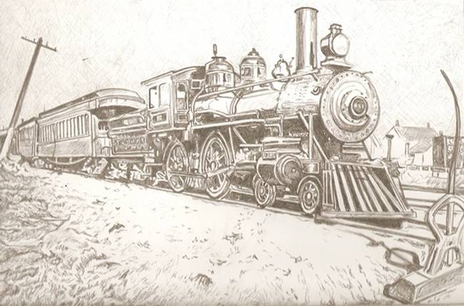 650x429 Stunning Train Colored Pencil Drawings And Illustrations