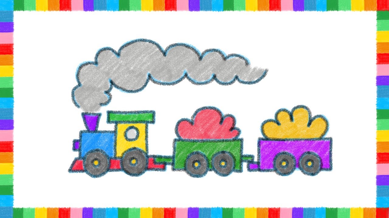 1280x720 How To Draw A Freight Train With Color Crayons For Kids Coloring